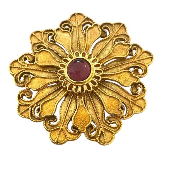 VTG MMA USA METROPOLITAN MUSEUM OF ART GOLD TONE FLOWER STONE PENDANT BROOCH PIN - Picture 1 of 8